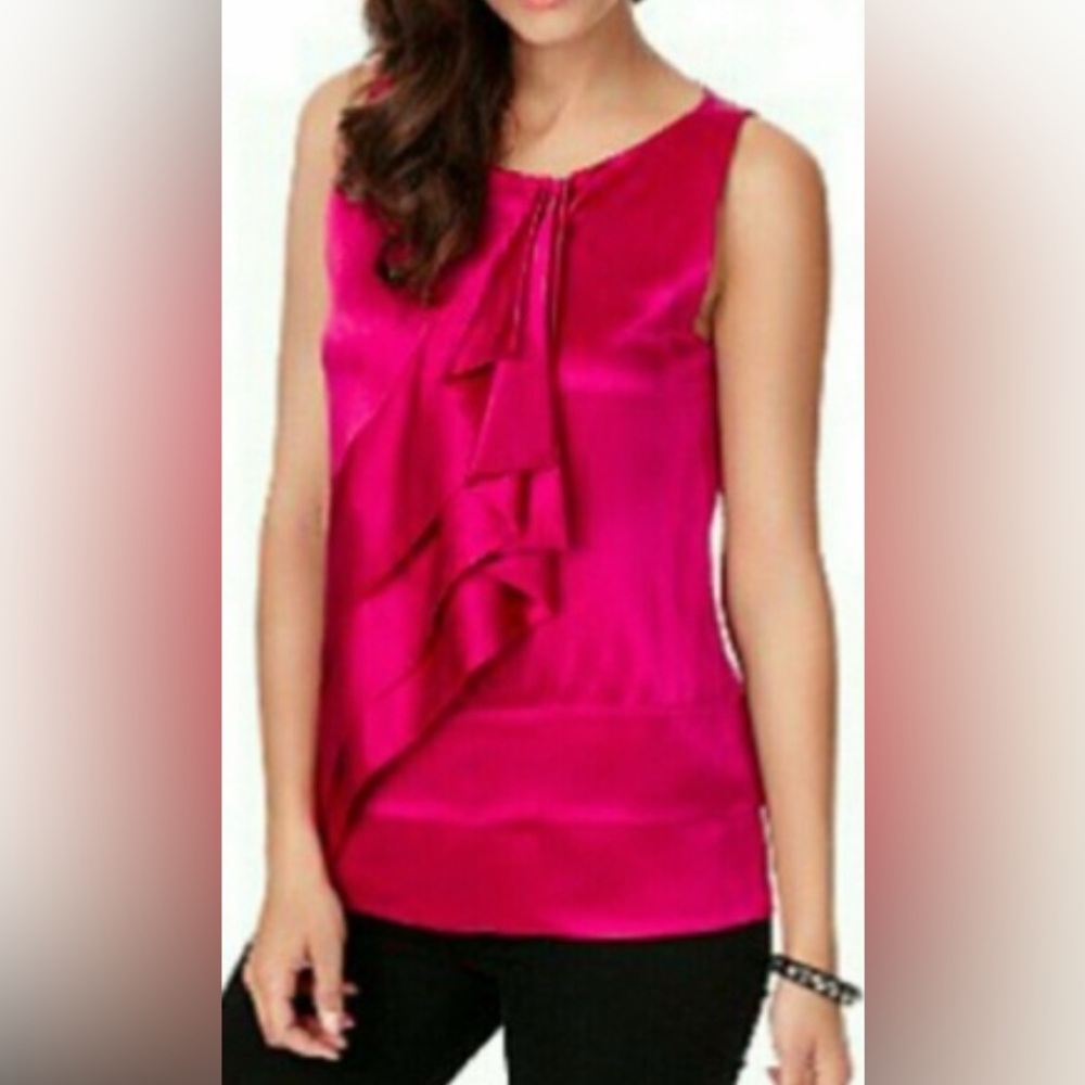 **Vintage** 100% Silk Vintage Diane Von Furstenberg Magenta Ruffle Blouse